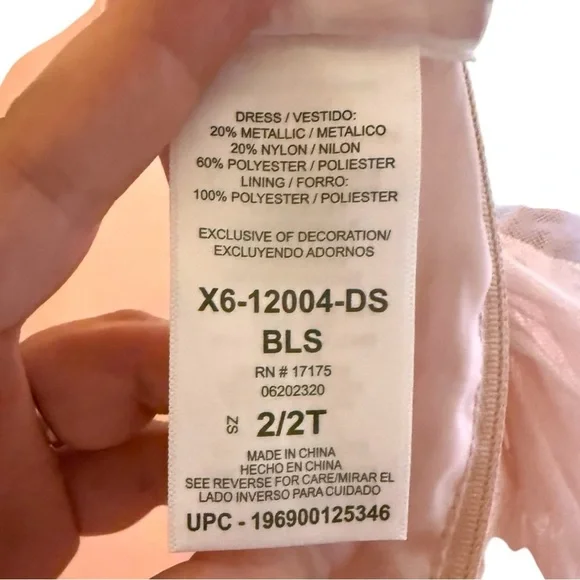 Bonnie Jean Girls 2T Pink Glitter Tulle Dress Formal Party Wedding NWT - Picture 8 of 9